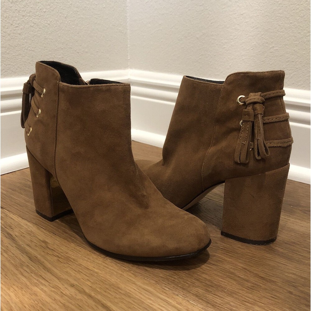 Rachel Zoe Twiggy Camel Suede Sepia Ankle Boots Bootie Size 7.5